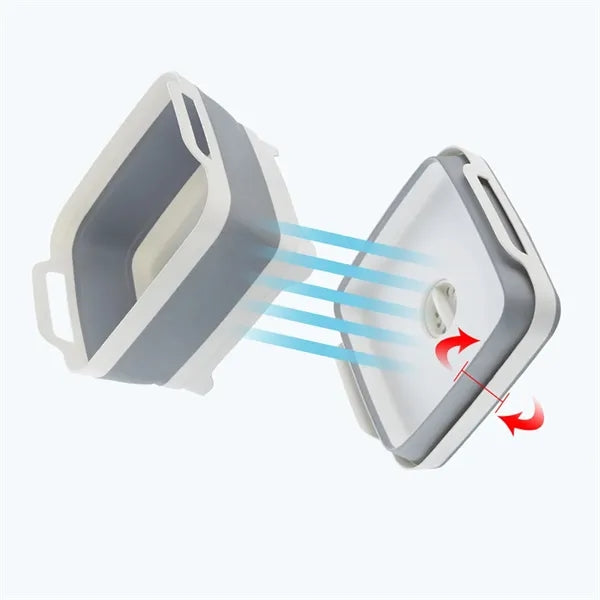 Multiuse collapsible vegetable dish basin with drain plug