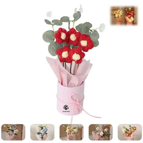 Home decor handmade artificial crochet flowers bouquet