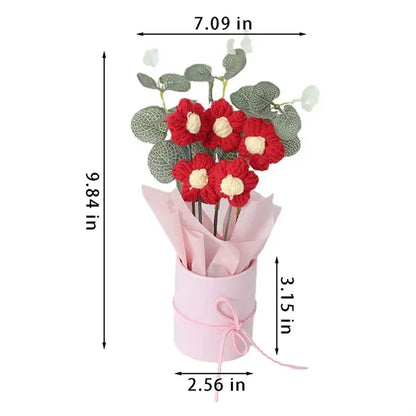 Home decor handmade artificial crochet flowers bouquet