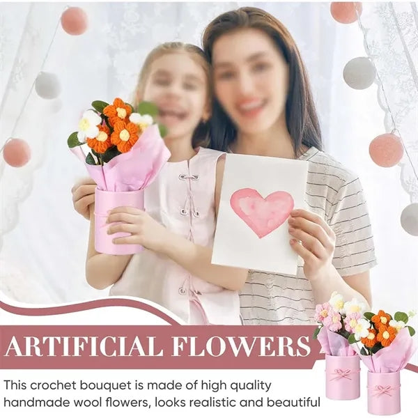 Home decor handmade artificial crochet flowers bouquet