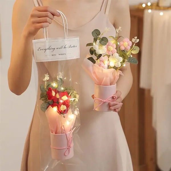 Home decor handmade artificial crochet flowers bouquet