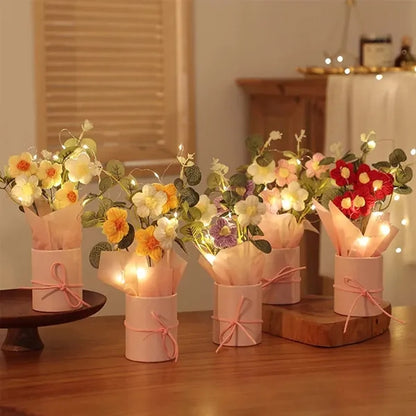 Home decor handmade artificial crochet flowers bouquet