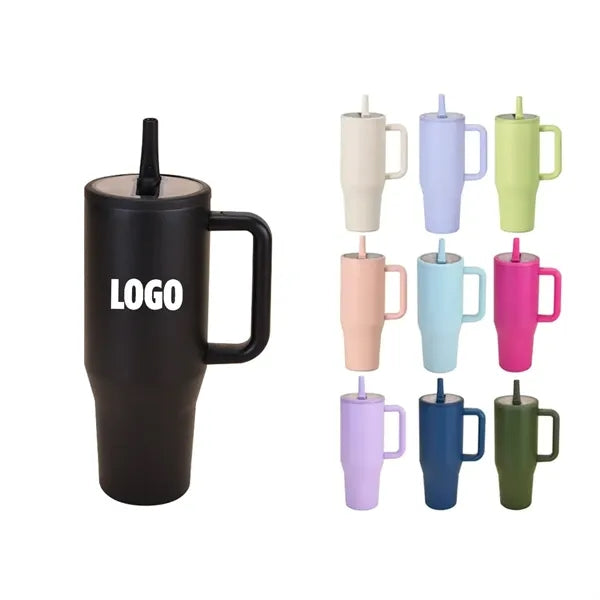 40 oz Stainless Steel Vacuum Insulated W/Handle & Straw
