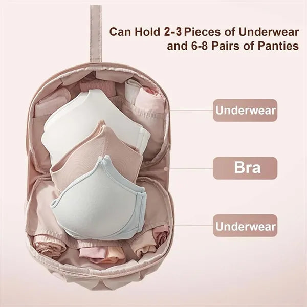 Portable travel underwear bra organizer bag with handle