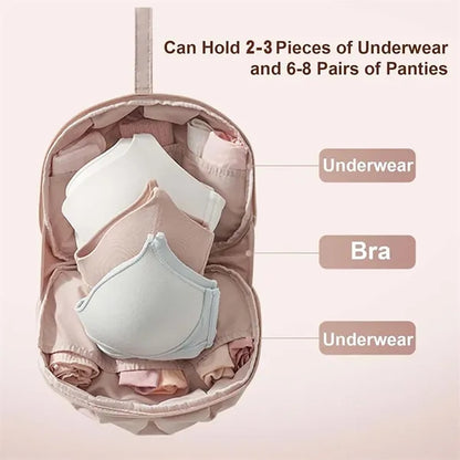 Portable travel underwear bra organizer bag with handle