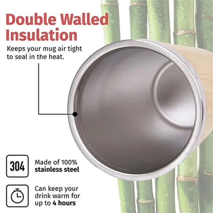 15 Oz Insulated Bamboo Travel Mug Tumbler
