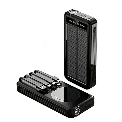 20000mah Solar Charger Power Bank With Built-In 4 Cables