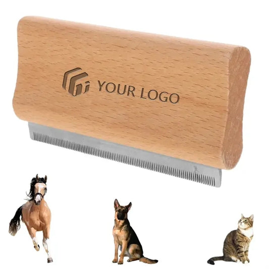 Premium dogs cats horses wooden deshedding dematting brush