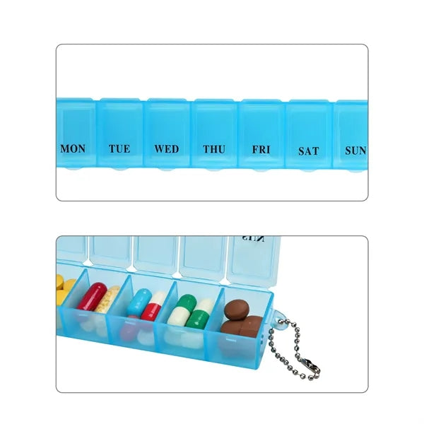 7 Days Weekly Pill Organizer Case With Chain