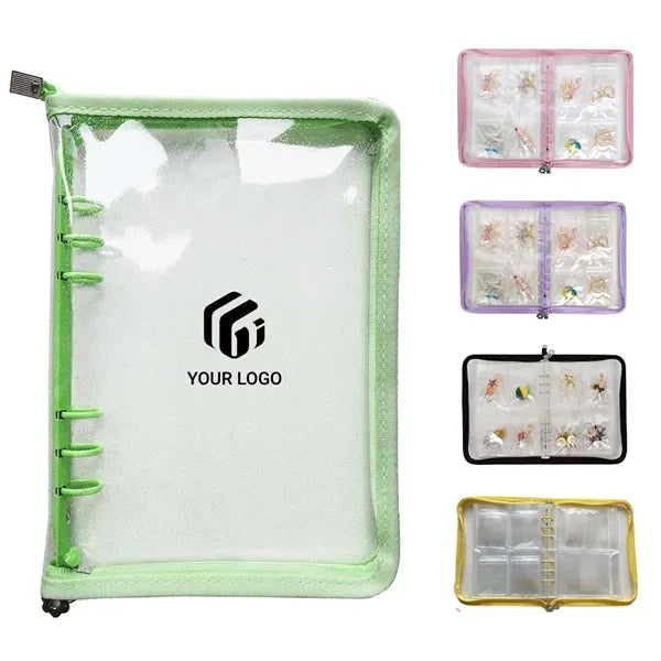 Clear Zippered Travel Jewelry Organizer Earring Storage Book