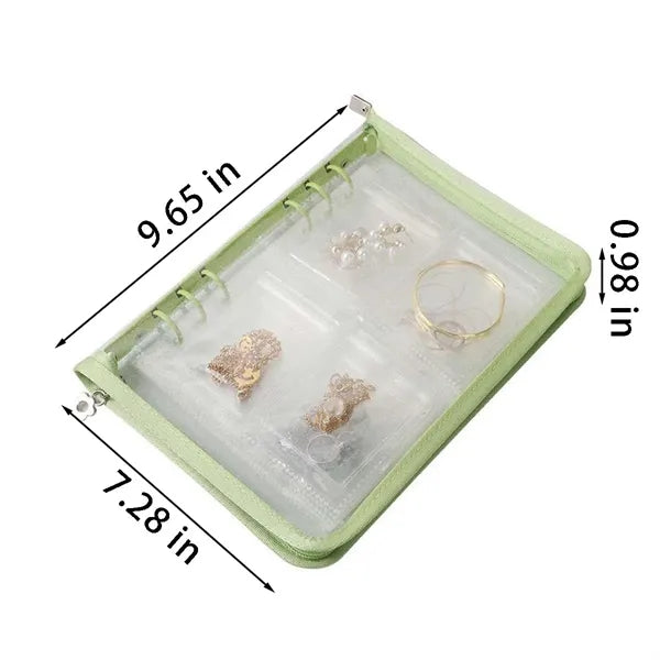 Clear Zippered Travel Jewelry Organizer Earring Storage Book