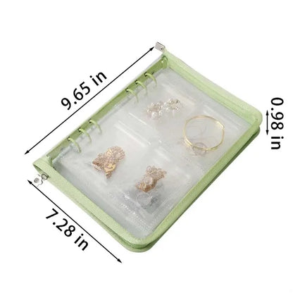 Clear Zippered Travel Jewelry Organizer Earring Storage Book