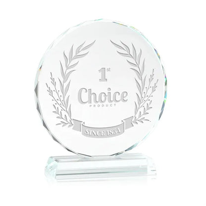 Round Shape Crystal Award w/ 3/5" Thick Base