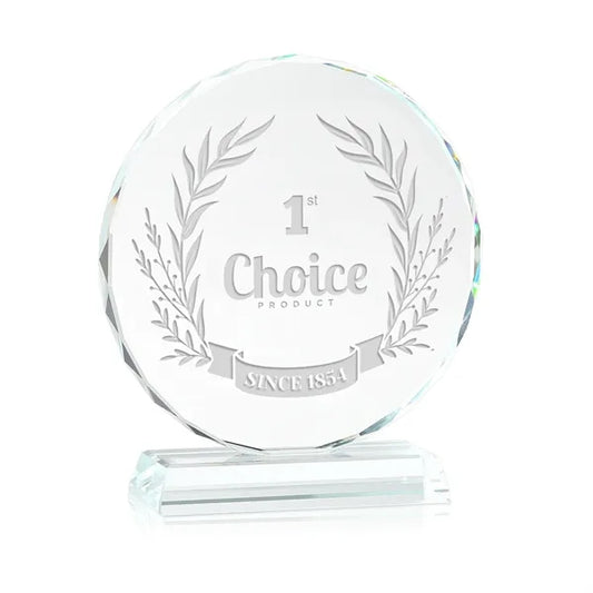 Round Shape Crystal Award w/ 3/5" Thick Base