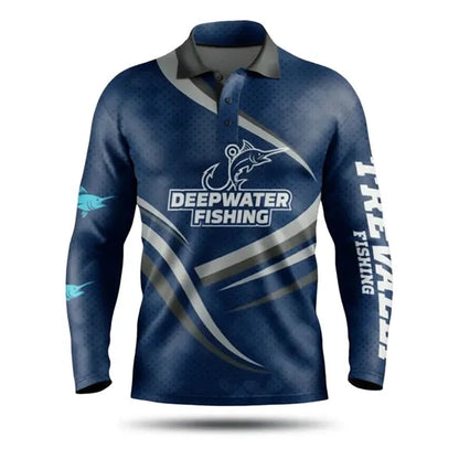 Sublimated Long Sleeve Fishing Shirt Henley-165G UPF50+ Mesh