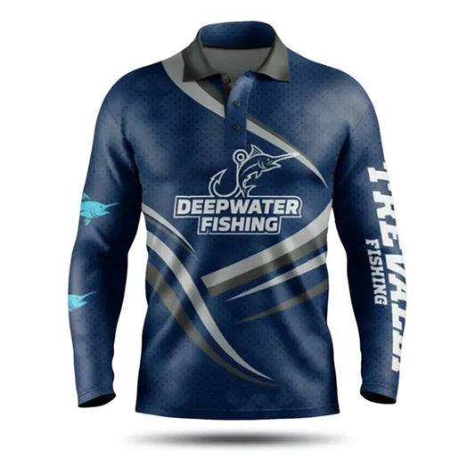 Sublimated Long Sleeve Fishing Shirt Henley-165G UPF50+ Mesh