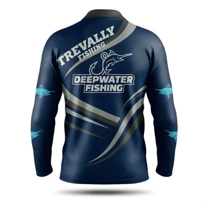 Sublimated Long Sleeve Fishing Shirt Henley-165G UPF50+ Mesh