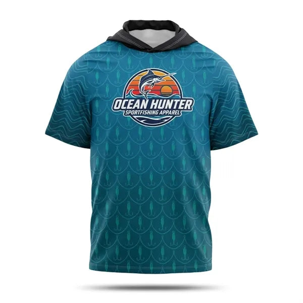 Unisex Short Sleeve Hooded Fishing T-Shirt 180G Ice-Silk