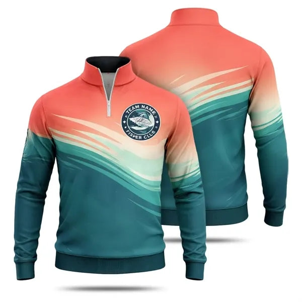 Sublimated Long Sleeve Fishing Quarter Zip Shirt 180G Mesh