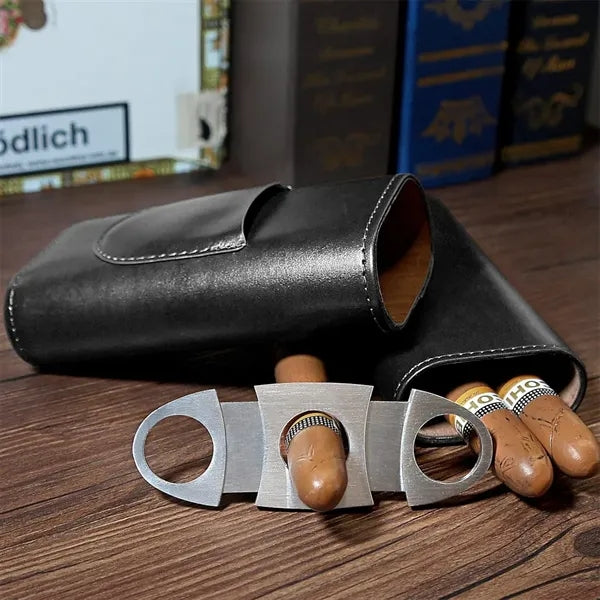 Leather Cigar Case with Cutter