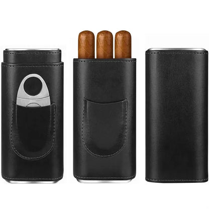 Leather Cigar Case with Cutter