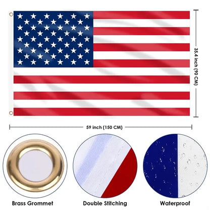 US Flag with Embroidered Stars and Sewn Stripes