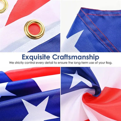 US Flag with Embroidered Stars and Sewn Stripes