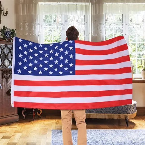 US Flag with Embroidered Stars and Sewn Stripes