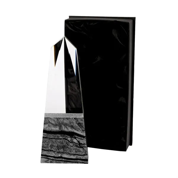 Deneb Crystal Obelisk with Marble Base