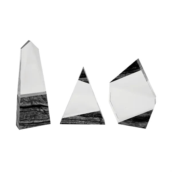 Deneb Crystal Obelisk with Marble Base