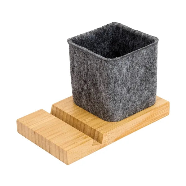 Renton Recycled Felt and Bamboo Pen/Device/Card Holder