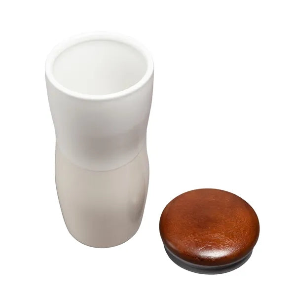 Tarrazu 12 oz. Double Wall Ceramic Tumbler w/ Wood Lid
