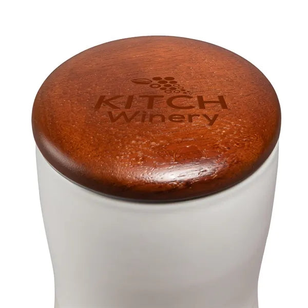 Tarrazu 12 oz. Double Wall Ceramic Tumbler w/ Wood Lid