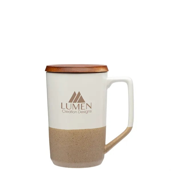 Mogiana 15 oz. Two-Tone Ceramic Mug w/ Wood Lid