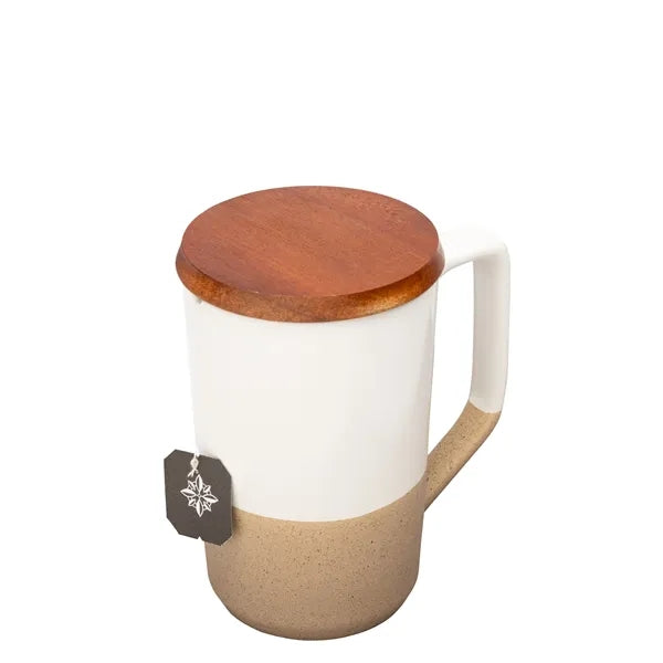 Mogiana 15 oz. Two-Tone Ceramic Mug w/ Wood Lid