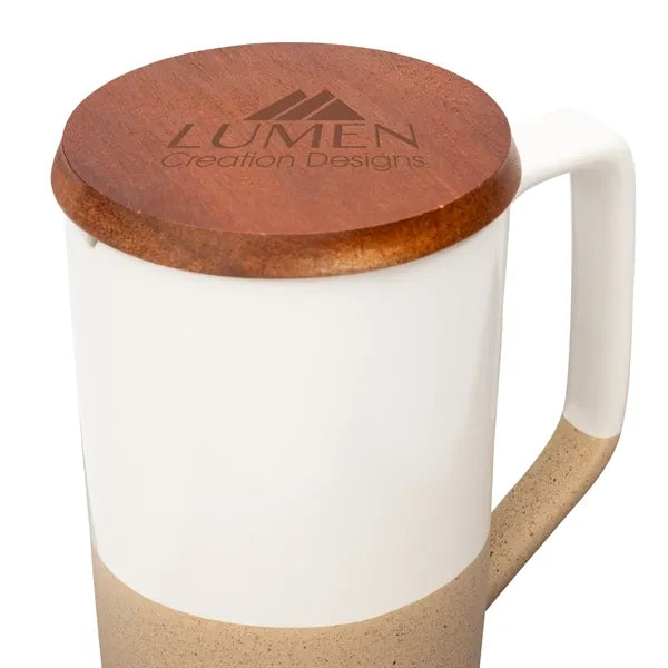 Mogiana 15 oz. Two-Tone Ceramic Mug w/ Wood Lid