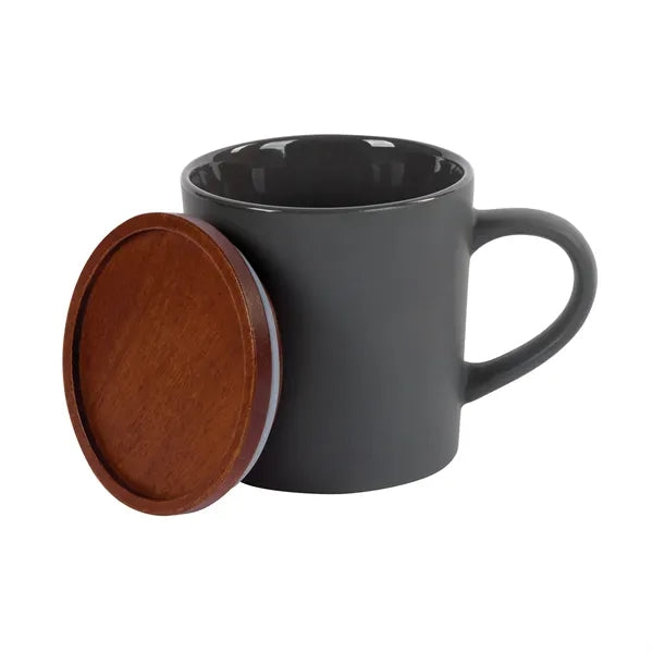 Copenhagen 16 oz. Ceramic Mug w/ Wood Lid