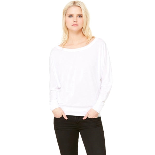 Bella Ladies Flowy Long-Sleeve Off Shoulder T-Shirt