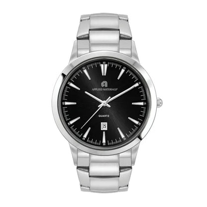 43MM STEEL SILVER CASE, 3 HAND MVMT, BLACK DIAL, D...