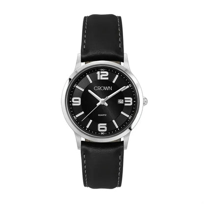 22MM STEEL SILVER CASE, 3 HAND MVMT, BLACK DIAL, D...