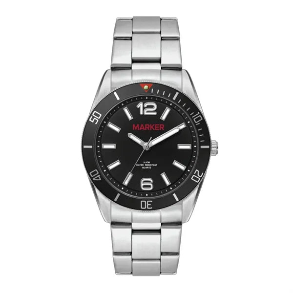 22MM METAL MATTE SILVER CASE, 3 HAND MVMT, BLACK D...