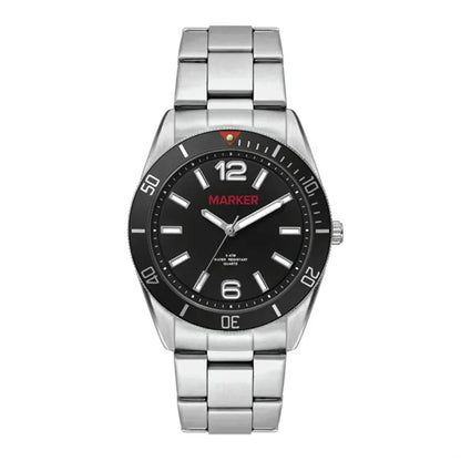 22MM METAL MATTE SILVER CASE, 3 HAND MVMT, BLACK D...