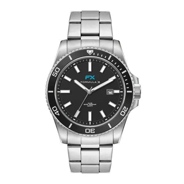 42.5MM STEEL SILVER CASE, 3 HAND MVMT, BLACK DIAL,...