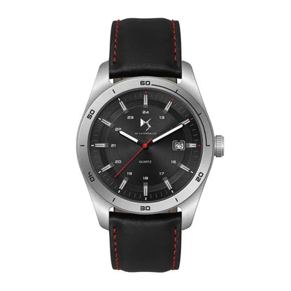 42MM STEEL MATTE SILVER CASE, 3 HAND MVMT, BLACK D...