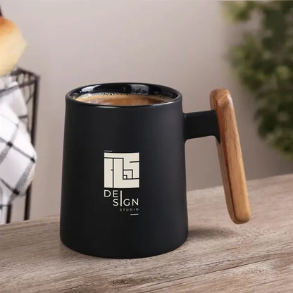 11 Oz. Ceramic Mug With Wooden Handle