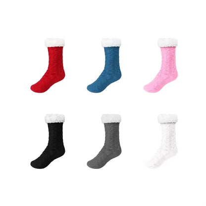 Soft Knit Fuzzy Slipper Socks With Non  Grips