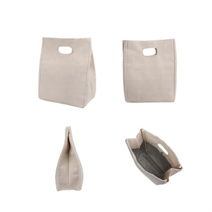 Resuable 12Oz Canvas Insulated Lunch Bag W/ Die Cut Handle