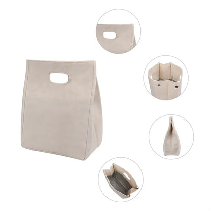 Resuable 12Oz Canvas Insulated Lunch Bag W/ Die Cut Handle
