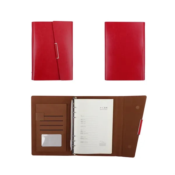 A5 PU Leather Binder Planner Notebook W/ Card Holder