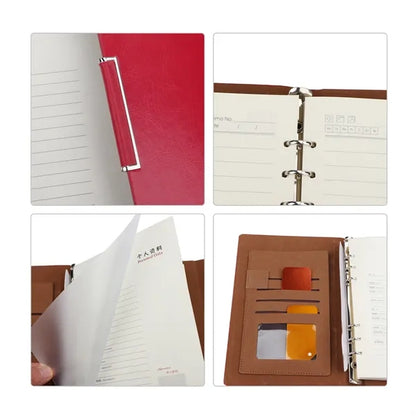 A5 PU Leather Binder Planner Notebook W/ Card Holder